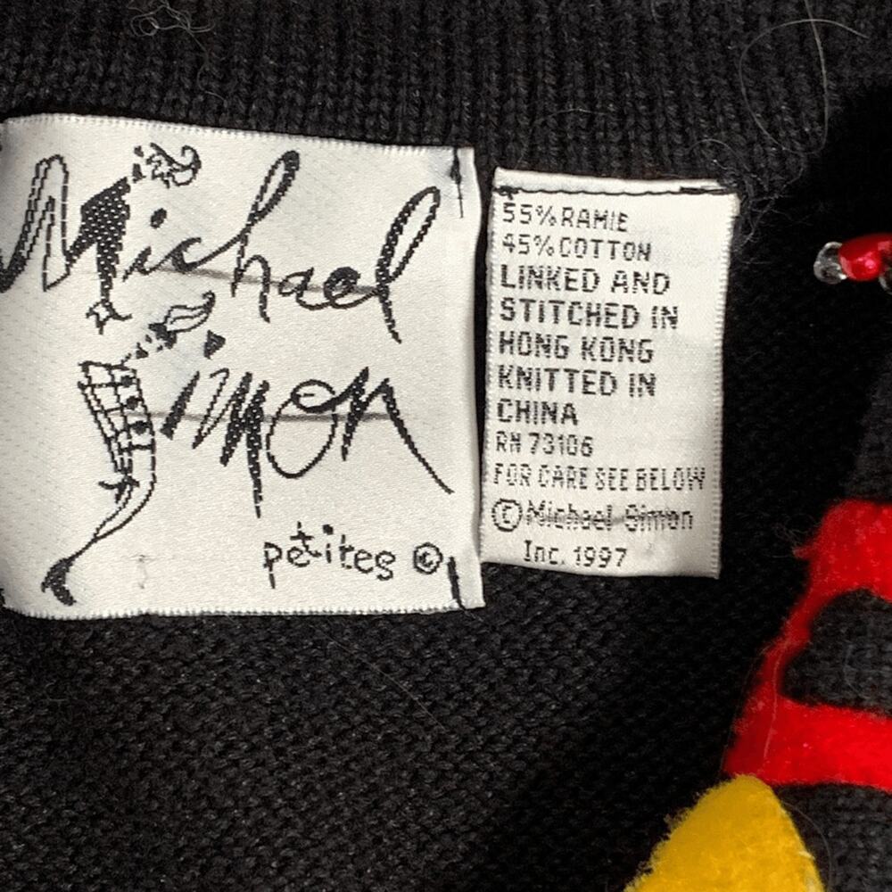 Vintage Michael Simon Heart Cardigan Sweater Colorful Novelty Maximalist Knit - Picture 8 of 10